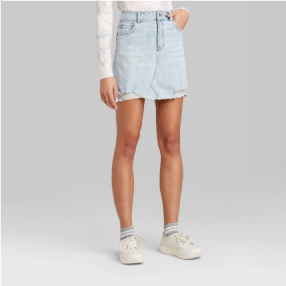 NWT New Women's High-Rise Denim Mini Skirt Wild Fable Medium Blue Wash Size 2